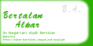 bertalan alpar business card