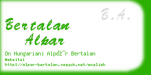 bertalan alpar business card